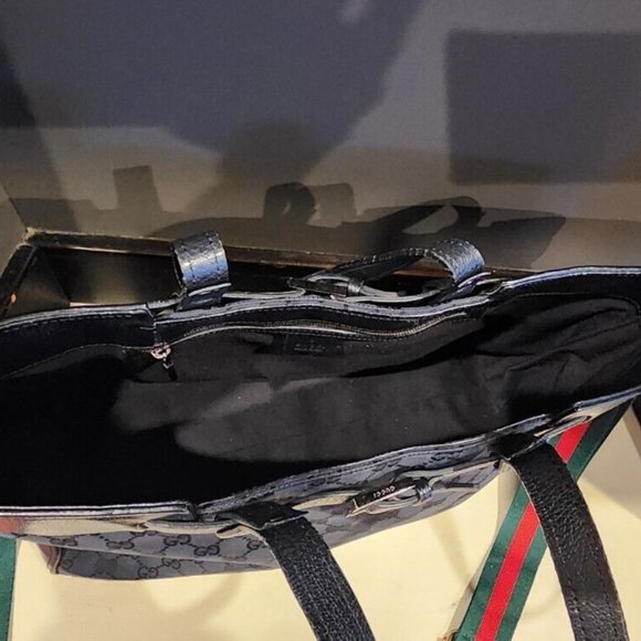 Gucci Vintage Early 2000's GG Canvas Belt Buckle Large Tote W/ Silver Hardware - Picture 6 of 9